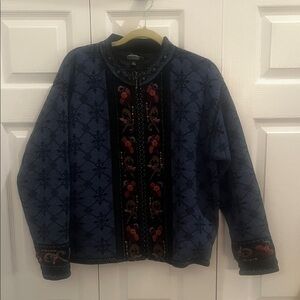 Blue and Black Patterned Women's Cardigan